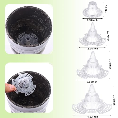 40 Pieces Upgraded Cone Flower Pot Hole Mesh Pad DIY Planter Bottom Grid Mat Mesh Hole Screens for Keeping Soil from Flowing- Breathable Gasket-Drainage Netting for Bonsai,4 Sizes