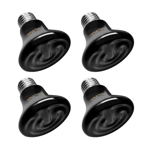 BNOSDM 25W Ceramic Heat Emitter,4 Pack Reptile Heat Lamp Bulbs,Ceramic Heat Lamp,Brooder Coop Heater for Amphibian Reptile Lizard Turtle Chicken - color: Pack of 4/Black, size: 25 Watts