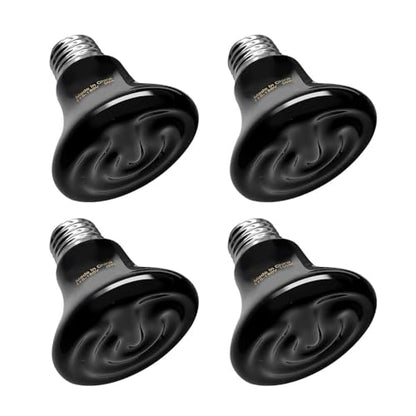BNOSDM 25W Ceramic Heat Emitter,4 Pack Reptile Heat Lamp Bulbs,Ceramic Heat Lamp,Brooder Coop Heater for Amphibian Reptile Lizard Turtle Chicken - color: Pack of 4/Black, size: 25 Watts