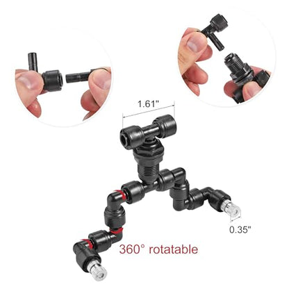 CozyCabin 2Pcs Double Reptile Mister Nozzles, 1/4'' Reptile Misting Spray Nozzle 360 Degree Adjustable Detachable Nozzle - Fine Mist Fogger for Terrarium, Aquarium Rainforest - size: 2pc Dual Head