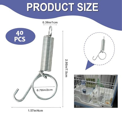 40Pcs Spring Cat Door Latch and Catches, Multi-Functional Pet Door Spring Latch Hook Wire Cage Clips, One-Handed Fixing Pet Rabbit Cage Wire for Rabbit Dog Cat Parrot Guinea Pig Squirrel Cages - size: 40PCS