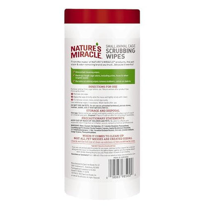 Nature's Miracle Small Animal Cage Scrubbing Wipes, 30 Count | Bio-Enzymatic Formula Helps Break Down Tough Stains & Odors, Cleans & Deodorizes Cages & Accessories, Safe For Pets and Home* - size: 24 Count (Pack of 1)