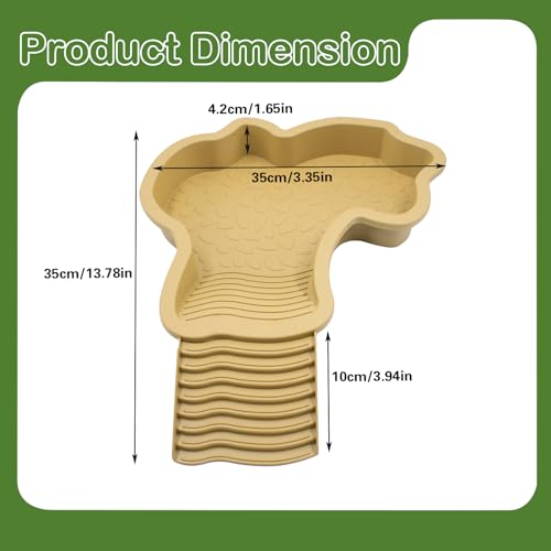 Reptile Bathing Pool with Removable Ramp, Snake Water Bowl with Steps, Tortoise Feeding Dish, Turtle Soaking Dish, Aquarium Ornament for Gecko, Turtle, Snake, Lizard, Bearded Dragon