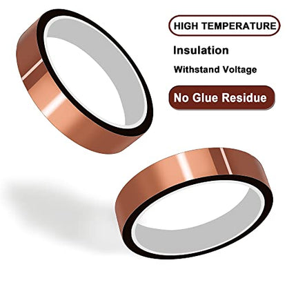 High Temperature Tape Heat Tape Heat Resistant Tape Heat Transfer Tape Heat Tape for Sublimation No Residue 10mm X 33m 108ft (Yellow-2 Roll) - color: A-Yellow-2 Roll
