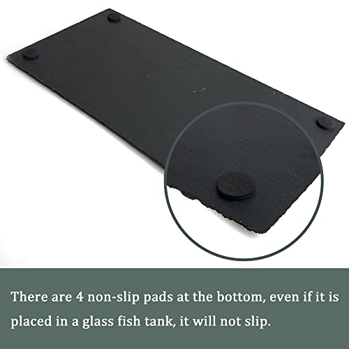 SHIGATSU 7.8"x11.8" Slate Reptile Basking Platform for Turtle Lizard | Natural Anti-Slip Slate Feeding Dish, Resting Terrace & Substrate Mat for Bearded Dragon, Gecko, Snake & Tortoise Habitat