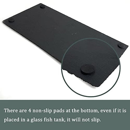 SHIGATSU 7.8"x11.8" Slate Reptile Basking Platform for Turtle Lizard | Natural Anti-Slip Slate Feeding Dish, Resting Terrace & Substrate Mat for Bearded Dragon, Gecko, Snake & Tortoise Habitat