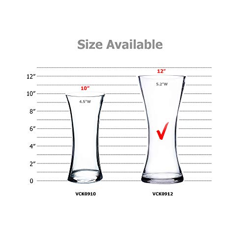 WGV Unique Bouquet Vase, 5" W, 12" H, Clear Glass Tall Floral with Flared Oval Opening, Centerpiece, Home Wedding Event Decor, 1 Piece (VCK0912) - size: Concaved 12"H