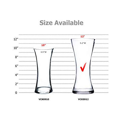 WGV Unique Bouquet Vase, 5" W, 12" H, Clear Glass Tall Floral with Flared Oval Opening, Centerpiece, Home Wedding Event Decor, 1 Piece (VCK0912) - size: Concaved 12"H