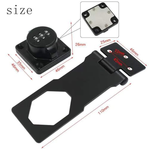 Multifunctional Combination Hasp Lock, Combination Lock for Cabinets, Mailboxes, Barn Doors, Floral Pet Doors and Office File Cabinets(Black）