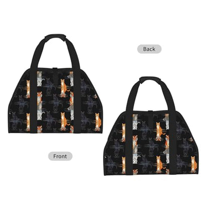 AMRANDOM Firewood Carrier Log Tote Bag with Handles Cat Tiger Print Wood Sling Holder Cabin Stove Accessories - color: Color1029