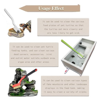 3 Pcs Turtle Cleaning Brush, Remove Aquatic Mud, Dirt, & Contaminants from Tortoises Shells, Promoting Shell Health, Aquarium Brush for Cleaning Turtle, Reptile Food Dish
