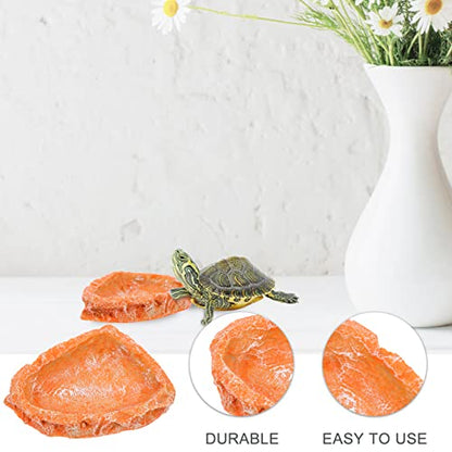 POPETPOP Tortoise Feeding Basin Reptile Food and Water Dish for Tortoises Lizards and Snakes Bright Easy to Clean for Terrarium Use