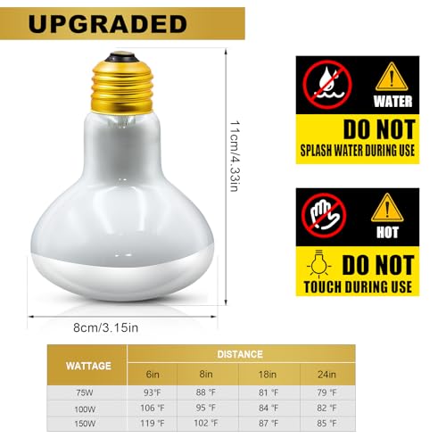 MIXJOY 100W Reptile Heat Lamp Bulbs, 2Pack Heat Lamp Bulbs for Reptiles Basking Bulbs UVA Daylight Basking Light Amphibians Heating Lamp Emitter for Lizard, Tortoise, Bearded Dragon Gecko, Chicken - style: 2Pack 100W