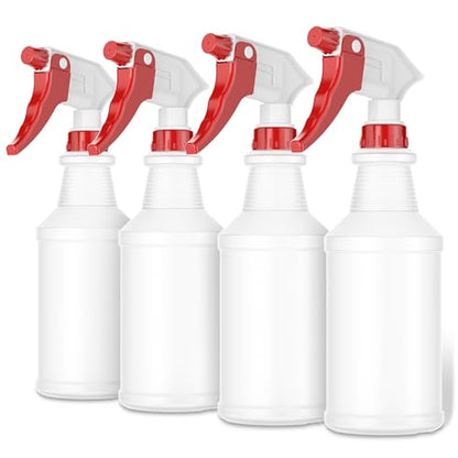 LiBa Spray Bottles 4 Pack 16oz Refillable Adjustable Nozzle Mist Sprayer | Adjustable 3-mode spray, leak & clog resistant, BPA-free HDPE, spray bottles for cleaning, plants, hair