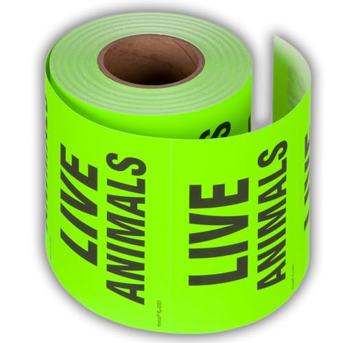 Kenco 3" X 5" Live Animals Fluorescent Shipping Label Stickers for Shipping and Packing - 500 Adhesive Labels Per Roll (5 Pack) - size: 5 PACK