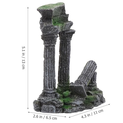 balacoo Roman Column Aquarium Ornament Fish Tank Decoration Resin Fish Shelter 5.31X4.33X2.55 Inch Underwater Hiding Cave for and Reptiles