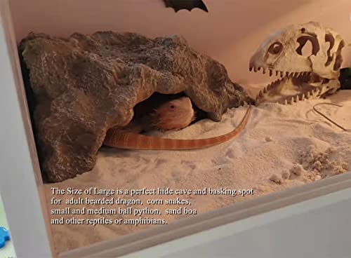 Reptile Simulation Rock Hideouts Cave Amphibian Hides Resin Habitat Decor Shelter for Gecko Leopard Lizards Toad Turtle (Large)