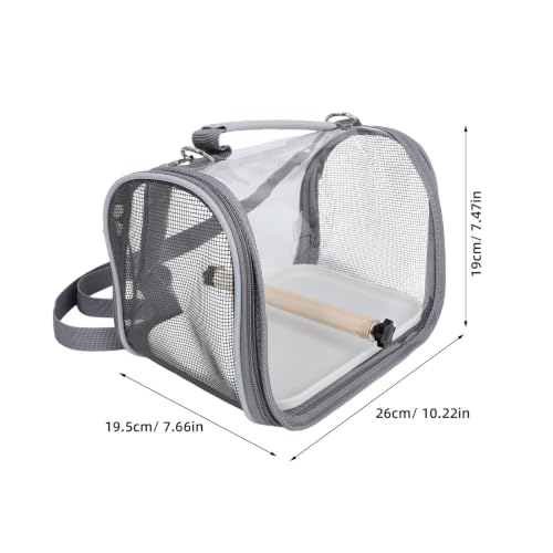 Lightweight Portable Bird Carrier Cage with Wood Perch and Plastic Bag for Parrot and Lizards, Easy Cleaning and Robust Structure Travel Carrier for Outdoor Adventures and Takeout