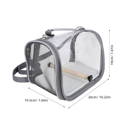 Lightweight Portable Bird Carrier Cage with Wood Perch and Plastic Bag for Parrot and Lizards, Easy Cleaning and Robust Structure Travel Carrier for Outdoor Adventures and Takeout