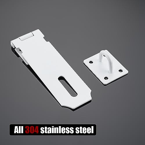 JQK Door Hasp Latch Lock, 5 Inch 304 Stainless Steel Safety Packlock Clasp Thickness 1.9 mm, Matte White, DL130-WH - size: 5Inch-White