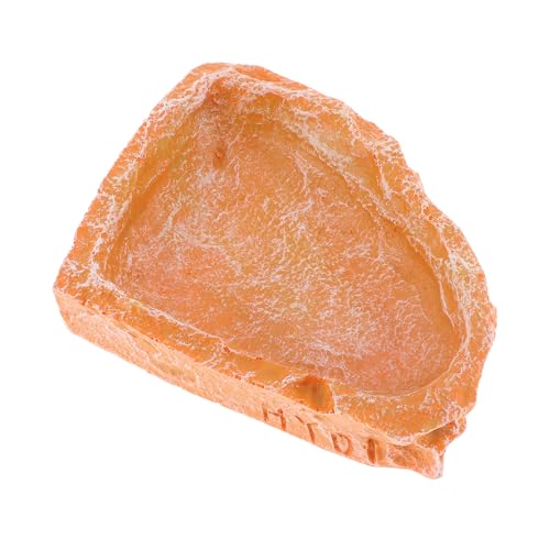 Reptile Food Dish, Resin Lizard Reptile Food Dish, Turtle Water Bowl, Terrarium Feeding Bowl Accessory for Lizard Tortoise Snakes Gecko, Orange, 4.72"x3.74"x0.98" - color: Orange