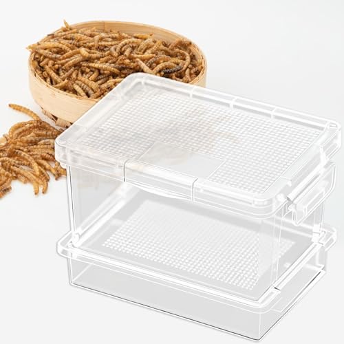Reptile Breeding Box Crickets Feeder Container Mealworms Habitat Transparent House Clear Terrarium Portable Lightweight Suitable for pet breeding