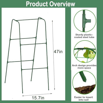 Cucumber Trellis for Plant Climbing- Cucumebr Arch Trelli for Flower Vine Vegetable Tomato Cage Raised Bed- Foldable Garden Tunnel Trellis (47x15.7in)