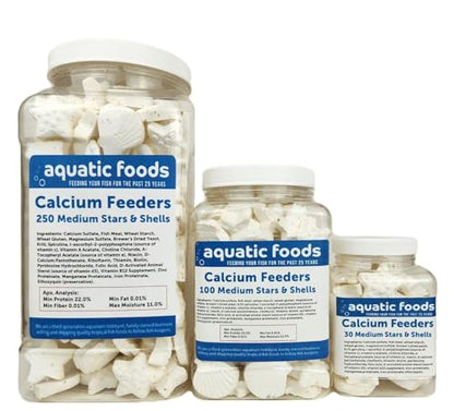 Calcium Feeders Medium Stars & Shells... 100ct Medium Jar | For Shrimp, For Snails, For Crabs, Crayfish, Pleco, Catfish, For All Tropical Fish - size: 100 Count (Pack of 1)