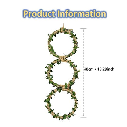 3-Tier Snake Climbing Rings for Ball Python - Natural Jungle Vine Enclosure Accessories, Reptile Habitat Decor, Hanging Enrichment Toys for Corn Snakes, Geckos, and Small Lizards