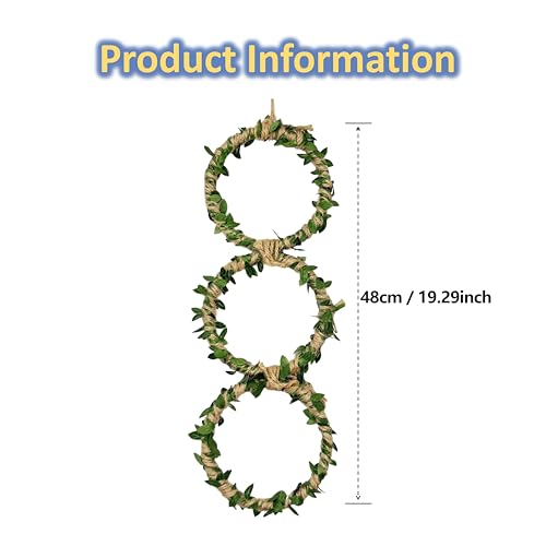 3-Tier Snake Climbing Rings for Ball Python - Natural Jungle Vine Enclosure Accessories, Reptile Habitat Decor, Hanging Enrichment Toys for Corn Snakes, Geckos, and Small Lizards