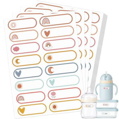 Tinabless 480 Pcs Daycare Name Stickers, Self-Laminating, Boho | 480 Boho Self-Laminating Name Stickers For Daycare Bottles, Lunch Boxes, Water Bottles And Everyday Kids' Items. - color: Boho-480pcs