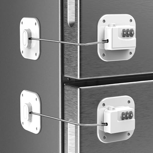 Refrigerator Lock, Combination Lock for Refrigerator Cabinets, Drawers, Heavy Duty Fridge Lock, Easy Install No Keys Needed (White-2Pack) - color: White-2Pack