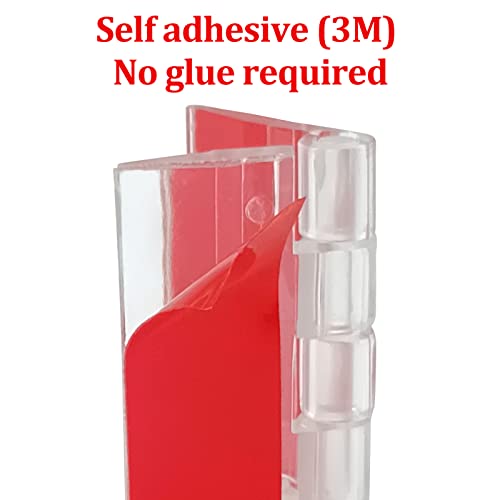 15 Pcs Acrylic Hinge&Self-Adhesive Latches Kit, 30x35mm Transparent Hinges | Clear continuous hinges with self-adhesive buckles, easy installation for DIY acrylic cabinets and aquarium accessories