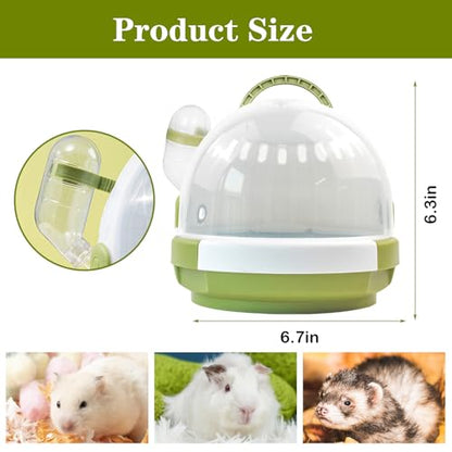 Hamster Carrier Cage with Water Bottle,Portable Dwarf Hamster Travel Carrier Plastic Guinea Pig Carrier Small Animal Breathable Outdoor Cage for Hamsters Chinchillas Hedgehog (Green) - color: 【Green】