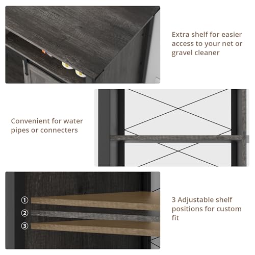 VOWNER 75-120 Gallon Fish Tank Stand with Power Outlet for 2 Tanks, Grey | Farmhouse Aquarium Stand with Storage Cabinet & Sliding Barn Doors, Heavy Duty Reptile Tank Stand, 1000LBS Capacity - color: Grey
