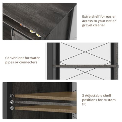 VOWNER 75-120 Gallon Fish Tank Stand with Power Outlet for 2 Tanks, Grey | Farmhouse Aquarium Stand with Storage Cabinet & Sliding Barn Doors, Heavy Duty Reptile Tank Stand, 1000LBS Capacity - color: Grey