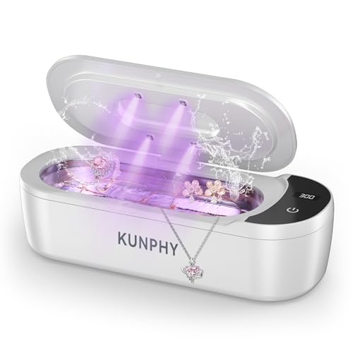 48kHz Ultrasonic Jewelry Cleaner, Ultrasonic Cleaner | 2026 Upgraded Design, 400ml Tank, 2 Digital Timers, Touch Operation, for Eyeglasses Watches Silver Gold Diamond Rings - color: Cool White