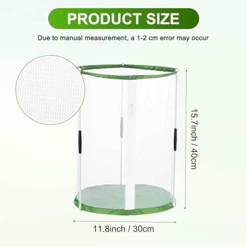 M METERXITY Butterfly Habitat Cage Terrarium, Outdoor Collapsible Mesh Pop-up with Zipper Protection for Breeding Butterfly/Ladybug, Mesh Plant Enclosure [White with Green, 12 x 12 x 16 Inch] - size: 12 x 12 x 16 Inch