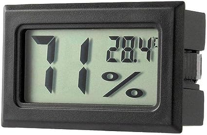 Black Mini Compact Digital Hygrometer,Mini Thermometer Hygrometer,Indoor Humidity Meter,Temperature and Monitor for Bed Room, Pet Reptile, Plant, Greenhouse Indoor Thermometers