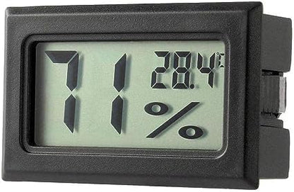 Black Mini Compact Digital Hygrometer,Mini Thermometer Hygrometer,Indoor Humidity Meter,Temperature and Monitor for Bed Room, Pet Reptile, Plant, Greenhouse Indoor Thermometers