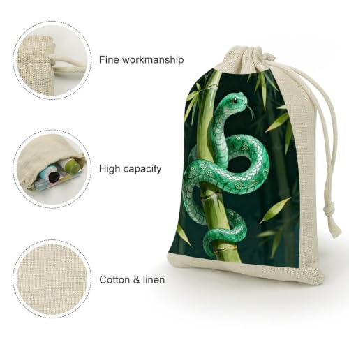 NLLZZ 8 Pack Snake Bamboo Linen Burlap Bag with Drawstring for Party | 5x7 Inch Small Natural Jewelry Pouch, Reusable Produce Sachet Bag for Tea Herb Coffee, Gift Wrap for Wedding Christmas