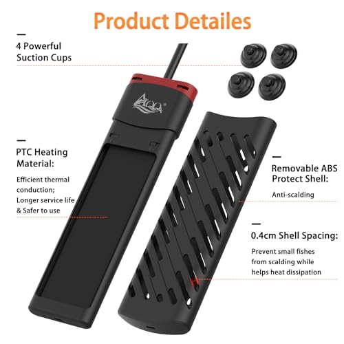 AQQA Aquarium Heater 100W for 8-20 Gal Fish Tank Heater PTC Betta Fish Heater Submersible Turtle Tank Heater with External Digital Controller (100W for 8-20Gal) - size: 100W for 8-20Gal