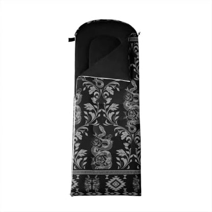Erosebridal Longhorn Cow Skull Sleeping Bag for Kids Goth Witchy Damask Camping Blanket for Hiking Travel Hunting Sleep Bag - color: Black Tropical Snake