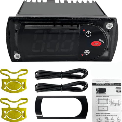 Digital Temperature Thermostat Controller PJEZS0E000,230V/50-60HZ with 2pcs NTC Probes Thermometer for Medium Low Temperature Ventilation Refrigeration Units