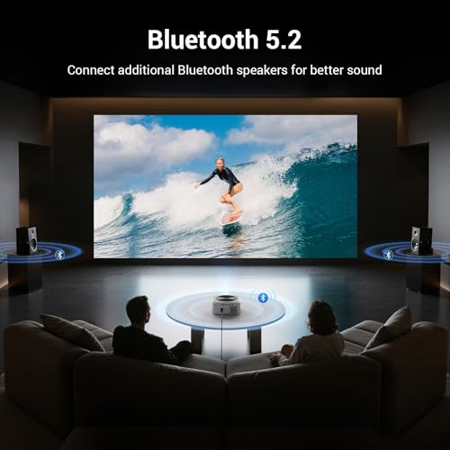 HAPPRUN 1500 ANSI Smart Outdoor Projector, Built-in Apps, 30W Dolby Audio | 4K Decoding,Auto Focus,10K+ Apps,Movie Projector with WiFi Bluetooth,Portable Indoor Proyector Compatible with Phone/TV Stick