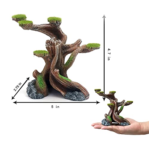 relaqcc Reptile Decor Aquarium Decorations Artificial Moss Resin Fish Tank Rocks Simulation Hollow Tree Leopard Gecko Trunk Accessories Aquarium View(Small) - size: Small-A