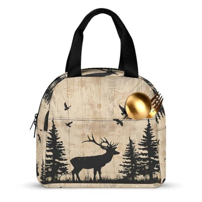Rustic Woodland Deer Lunch Bag for Women Men | Insulated Lunch Box Leakproof Food Meal Containers Reusable Foldable 6L Capacity Lunch Tote Bags for Work Picnic Travel - color: Style 4