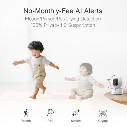 2.5K Indoor Security Camera 4pack, Free AI Person/Pet/Cry Detection, 4MP Baby/Dog/Cat/Pet Camera with Phone App, Pan Tilt WiFi, Night Vision, Full Duplex Audio for Home Security - style: 2.5K Cam 4pack