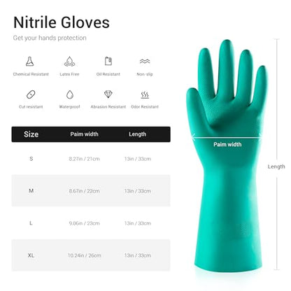 ThxToms 5 Pairs 15mil Nitrile Chemical Resistant Gloves,Latex Rubber Free,S | Reusable Heavy Duty Diswashing Gloves, Acid Alkali Oil Protection, Industrial Use and Household Cleaning, Non-Slip - color: Pack of 5, size: Small