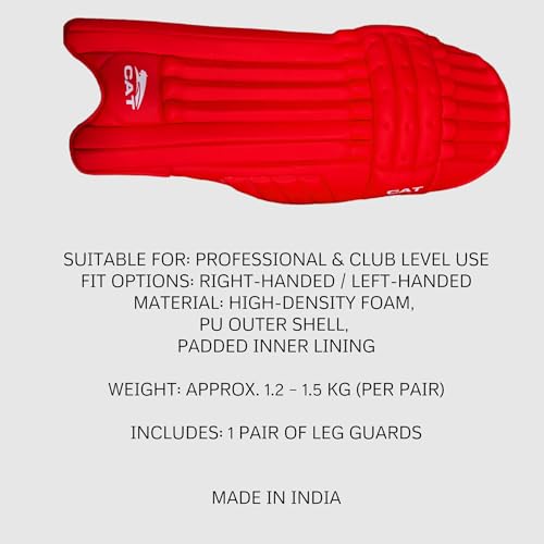 Titan Sports Professional Cricket Leg Guards for Adults Red/White | Lightweight, Match-Ready Pads | Right/Left Handed Options - color: Red White